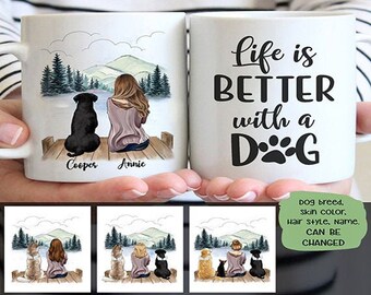 personalised girl and dog mug