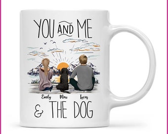Personalized Mug, Couple and Dog - Dog Lovers - You And Me & The Dog - Personalized Mug