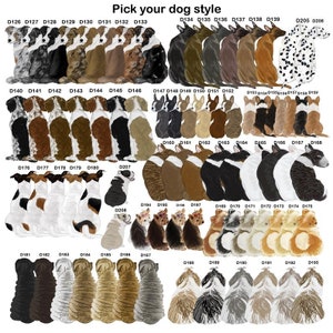 Pu&ograve; includere: Un grafico con 206 razze di cani diverse, ciascuna illustrata in uno stile unico. I cani sono tutti seduti e rivolti verso lo spettatore. Il grafico &egrave; etichettato con il nome della razza e un numero per ogni cane.