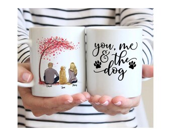 Personalized Couple & Dog Mug: Custom Pet Owner Gift - Couple and Dog