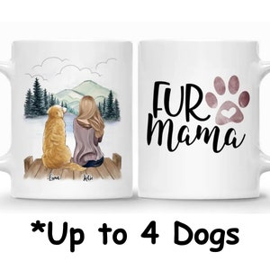 Girl and Dogs - Fur Mama. - Personalized Mug - Customised dog and girl Gift Ceramic Mug