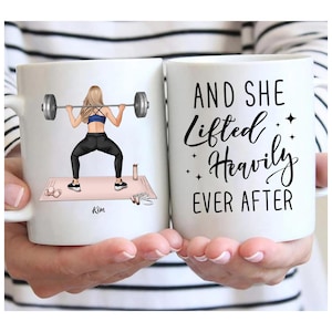 Personalized Gym Girl Mug – Fitness Lover Gift, Custom Hairstyle image 1