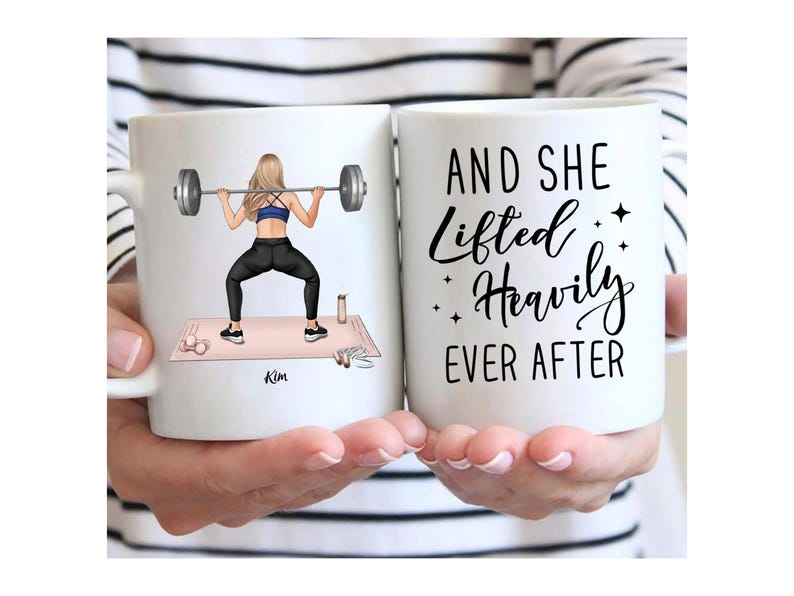 Personalized Gym Girl Mug – Fitness Lover Gift, Custom Hairstyle image 1