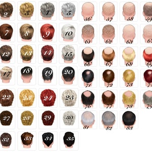 Pu&ograve; includere: Un set di 85 avatar maschili di colori e stili diversi, ognuno con un'acconciatura e tratti del viso unici. Gli avatar sono disposti in una griglia.