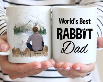 Personalized Mug - Bunny Dad - Rabbit Dad - Man & Rabbit - World's Best Rabbit Dad - Personalized Mug