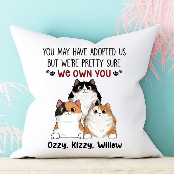 Personalized Pillow, We Own You Funny Gift For Cat Lovers Personalized Shirt- Fluffy Cat Personalized Shirt- Personalized cat Pillow
