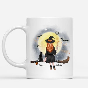 Halloween Custom - Witch and Cats - Crazy Cat Witch - Personalized Mug image 2