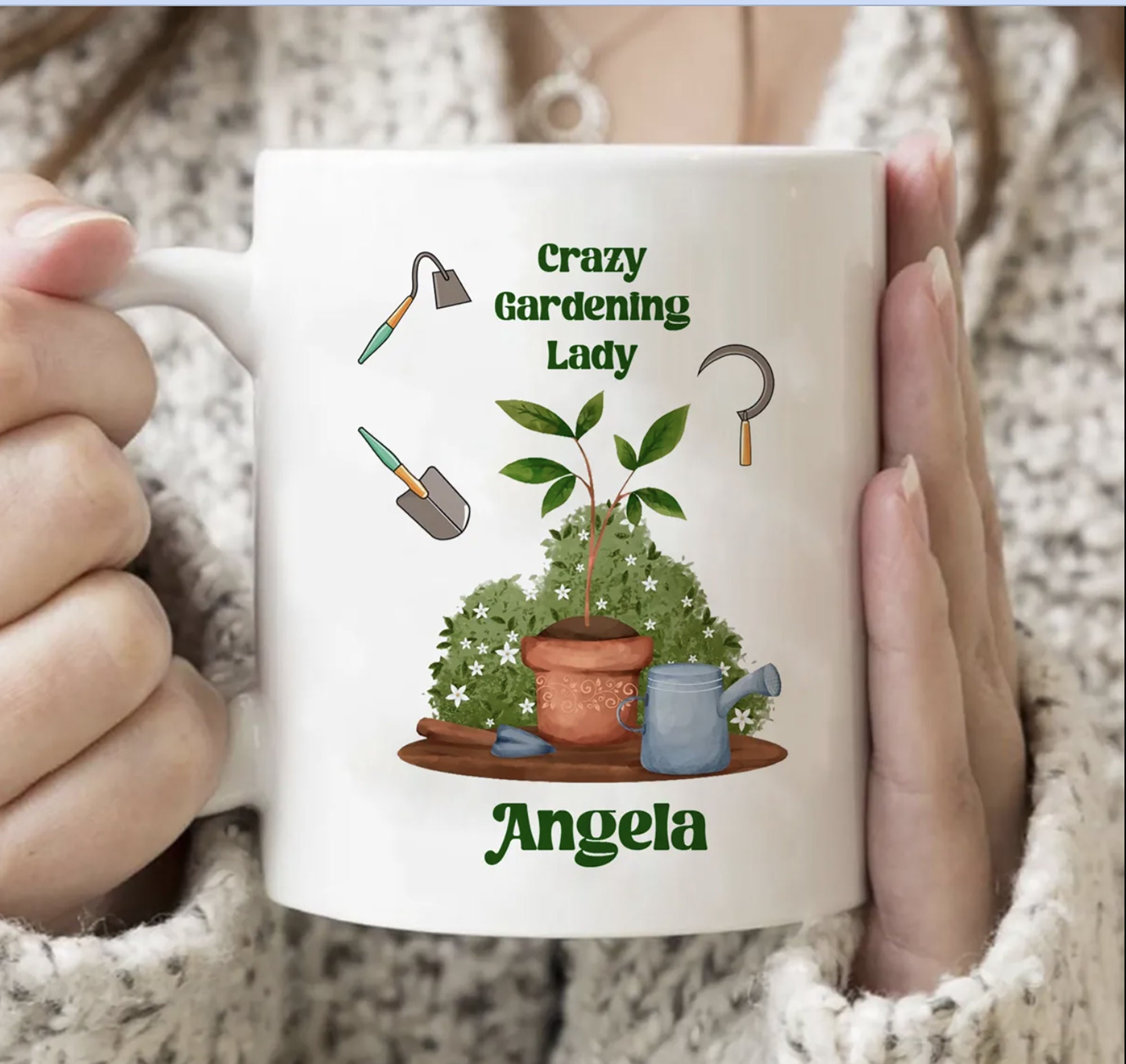 Gardening Mug - Gardening - Personalized Crazy Garden Lady Mug, Girl Love Gardening Mug, Coffee Mug