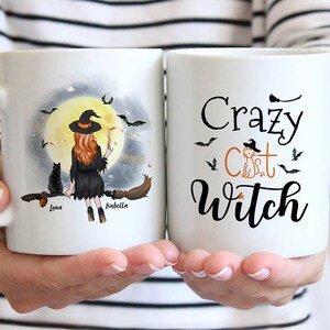 Halloween Custom - Witch and Cats - Crazy Cat Witch - Personalized Mug image 1
