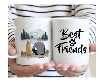 Personalized Dog Dad Mug: Fathers day gifts, Best friends, Custom Pet Portrait, Funny Dog Lover Gift