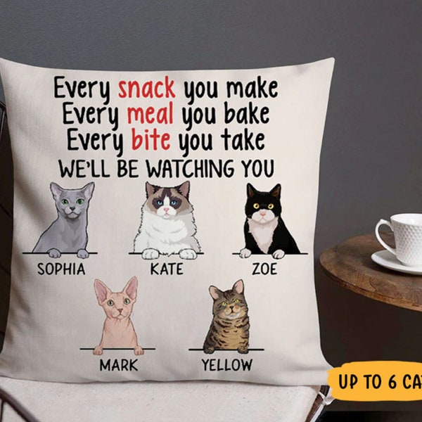 Personalized Pillows, Custom Gift for Cat Lovers  - Cats cushion - Cat photo cushion - pillow cover for cats lovers - personalised cushion