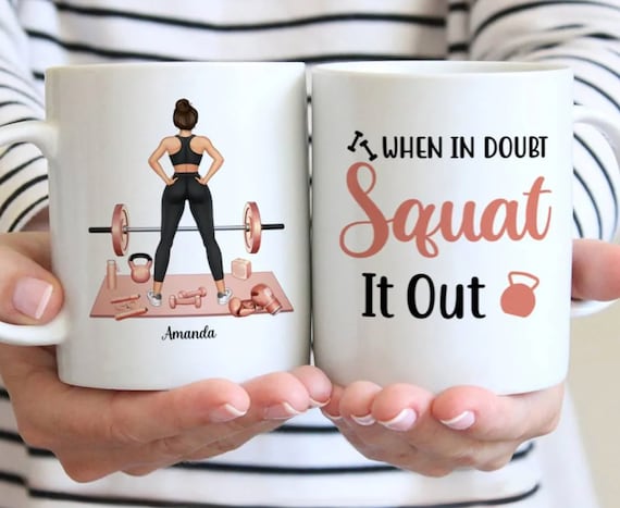 Personalized Mug Gym Girl When in Doubt Squat It Out Gym Girl Mug Gym Gifts  for Women Gym Lover Gift Idea Gym Mug for Her 