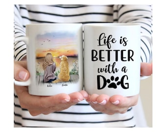 Regalos para amantes de los perros: la vida es mejor con un perro. Regalos para ella, regalos para el Día de la Madre, regalos de cumpleaños, regalos de Navidad. Taza personalizada.