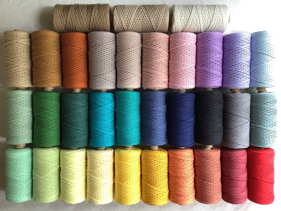 3mm Macrame Cord Premium Coloured Cotton Cord Craft Macrame Rope 3 Ply Cord  Handmade Supplies 