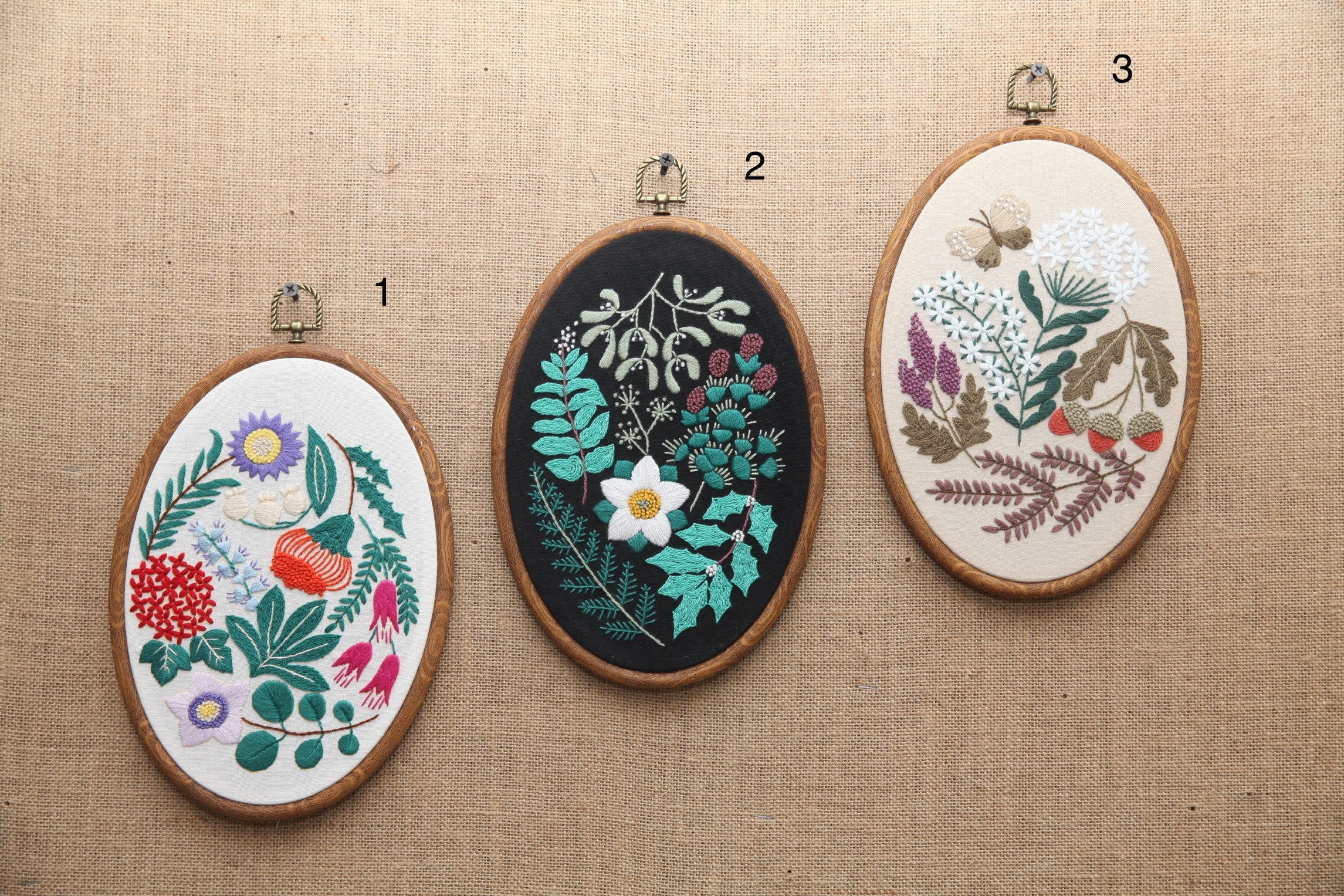 Embroidery Kit With Vintage Oval Hoop Hand Embroidery Kit