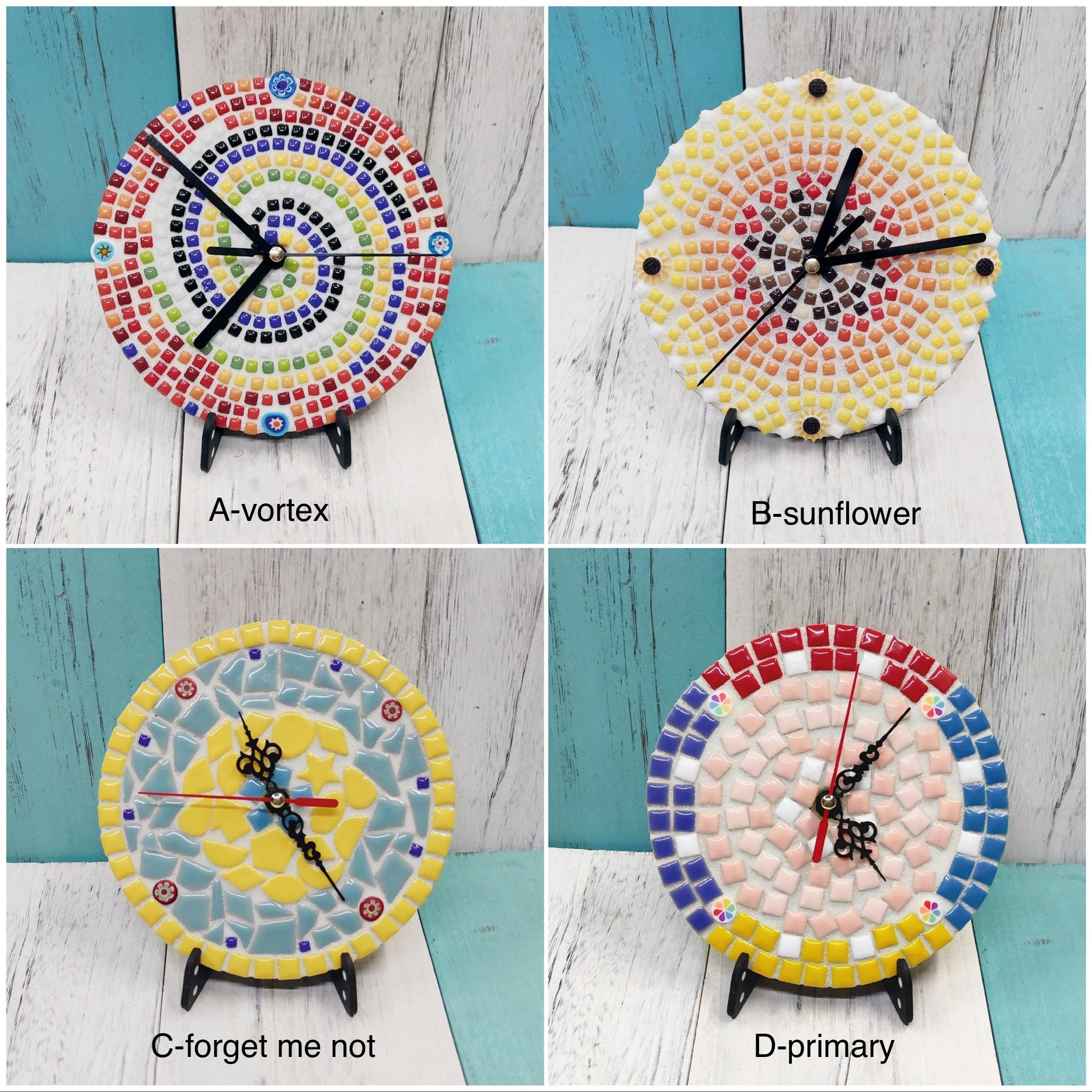  ONE TO FOUR Mosaic Kids Wall Clock for Do It Yourself
