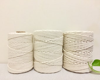 Natural Beige Macrame Cord: 100% Cotton 4 Ply Rope