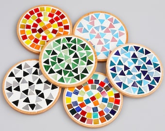 Kit de bricolage pour adultes sous-verres en mosaïque, décoration de table pour bricolage, kit de bricolage pour passe-temps, fête d'enfants, kit de vitrail pour pendaison de crémaillère