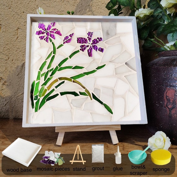 Kit mosaïque Fleurs Roses - DIY - artisanat et bricolage pour adulte -  cadeau idéal fait main