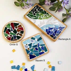 Mosaic coaster kit DIY craft kit make your own coaster tray trivet kit handmade craft project craft kit for kids adults coloured glass kit