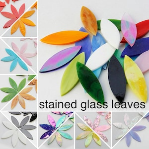 Mosaic glass pieces leaf petal shape multiple colours mosaic tiles DIY craft supplies stained glass pieces craft kit for kids adults