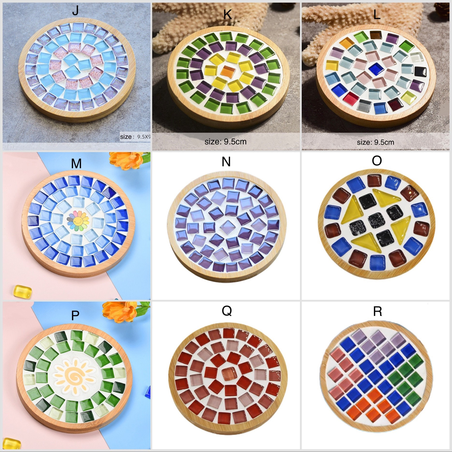 Wholesale GORGECRAFT 3Pcs Fillable Mosaic DIY Coasters Wooden