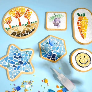 mosaic kit diy mosaic coaster tray trivet kit table decor home hobby craft project mosaic tiles kit for kids arts and crafts kit for adults