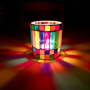 mosaic candle holder diy kit tealight holder diy stained glass craft kit for adults kids party activity home hobby arts and crafts gift kit
