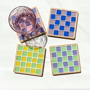 DIY Mosaic Checkered Coaster Kit: Glass Tile Arts & Crafts