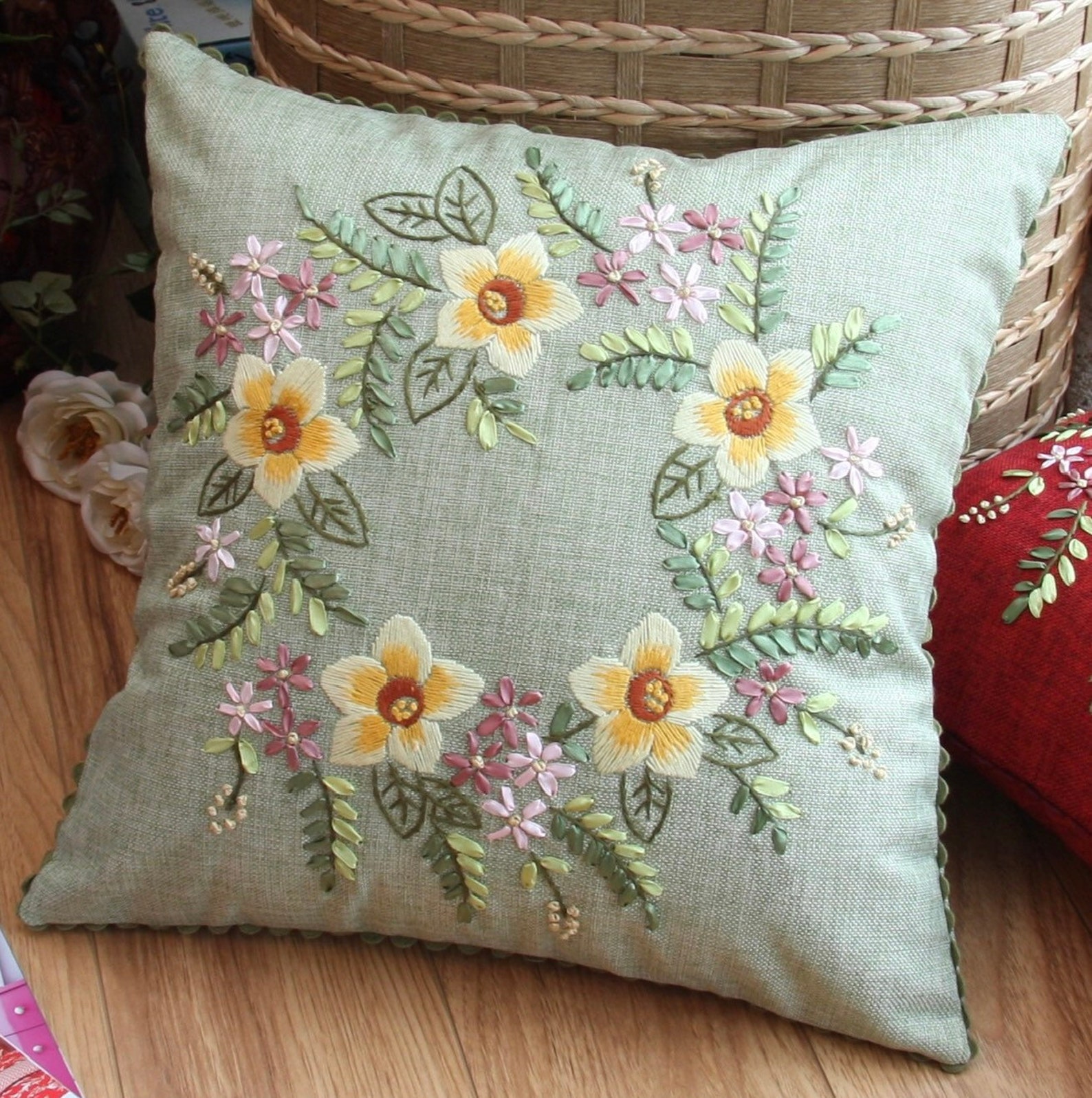 Cushion Cover Embroidery Kit DIY 45cm Pillow Case Cross Stitch Etsy