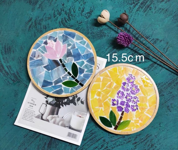 DIY Craft Kit for Adults Mosaic Kit Diy Mosaic Coaster Tray Trivet Kit Home  Hobby Craft Project Craft Kit for Kids Party Stained Glass Kit 