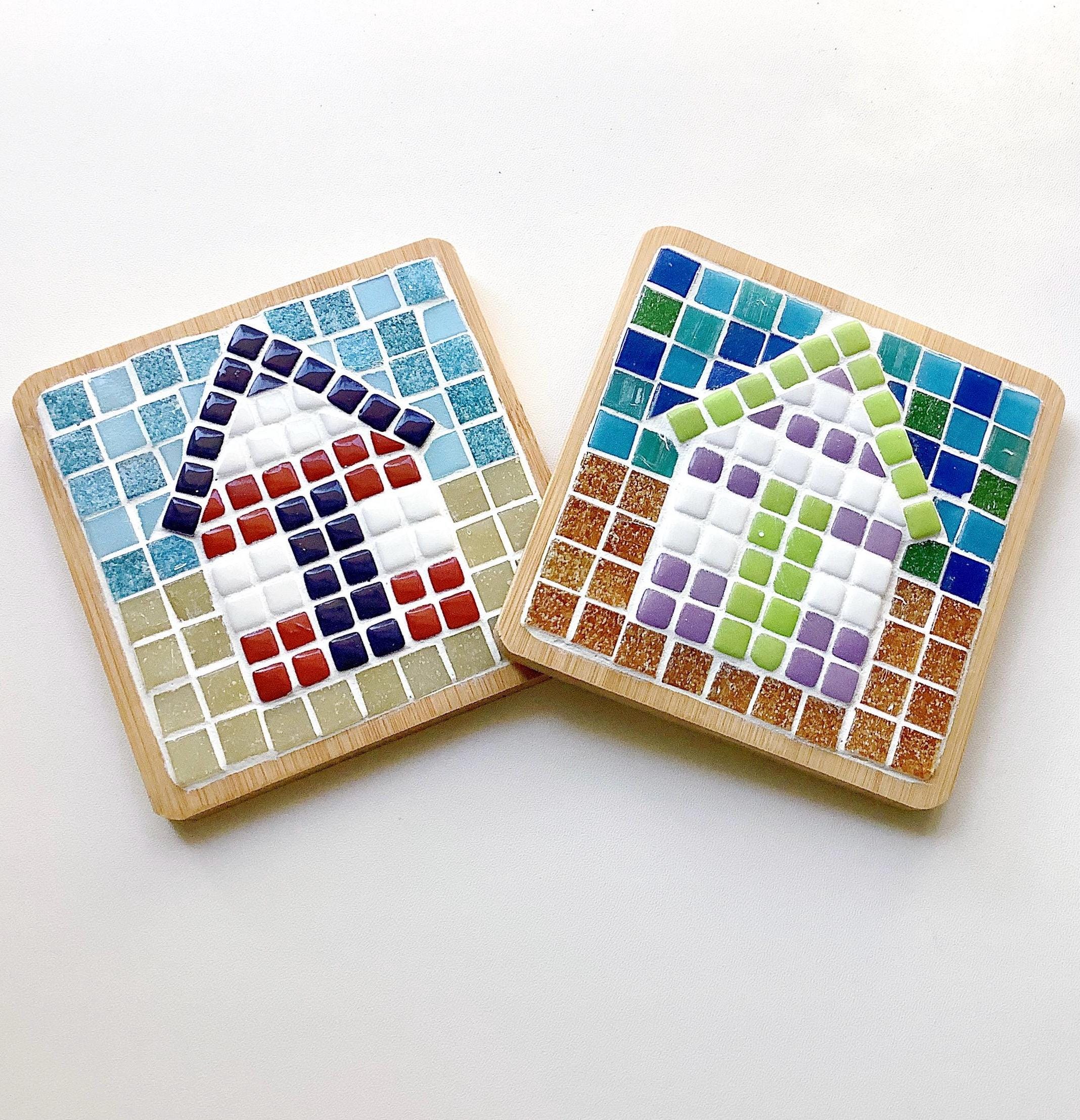 WEBEEDY Kit Mosaïque 3 Sous-Verres En Verre Et Bambou - Kit Complet Pour Créer Des Dessous De Verre Décoratifs DIY