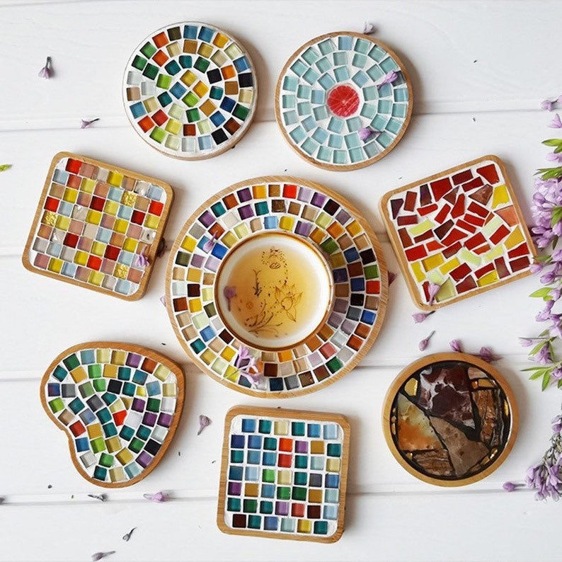 Mosaic Coaster Kit DIY Craft Kit Make Your Own Coaster Tray Etsy