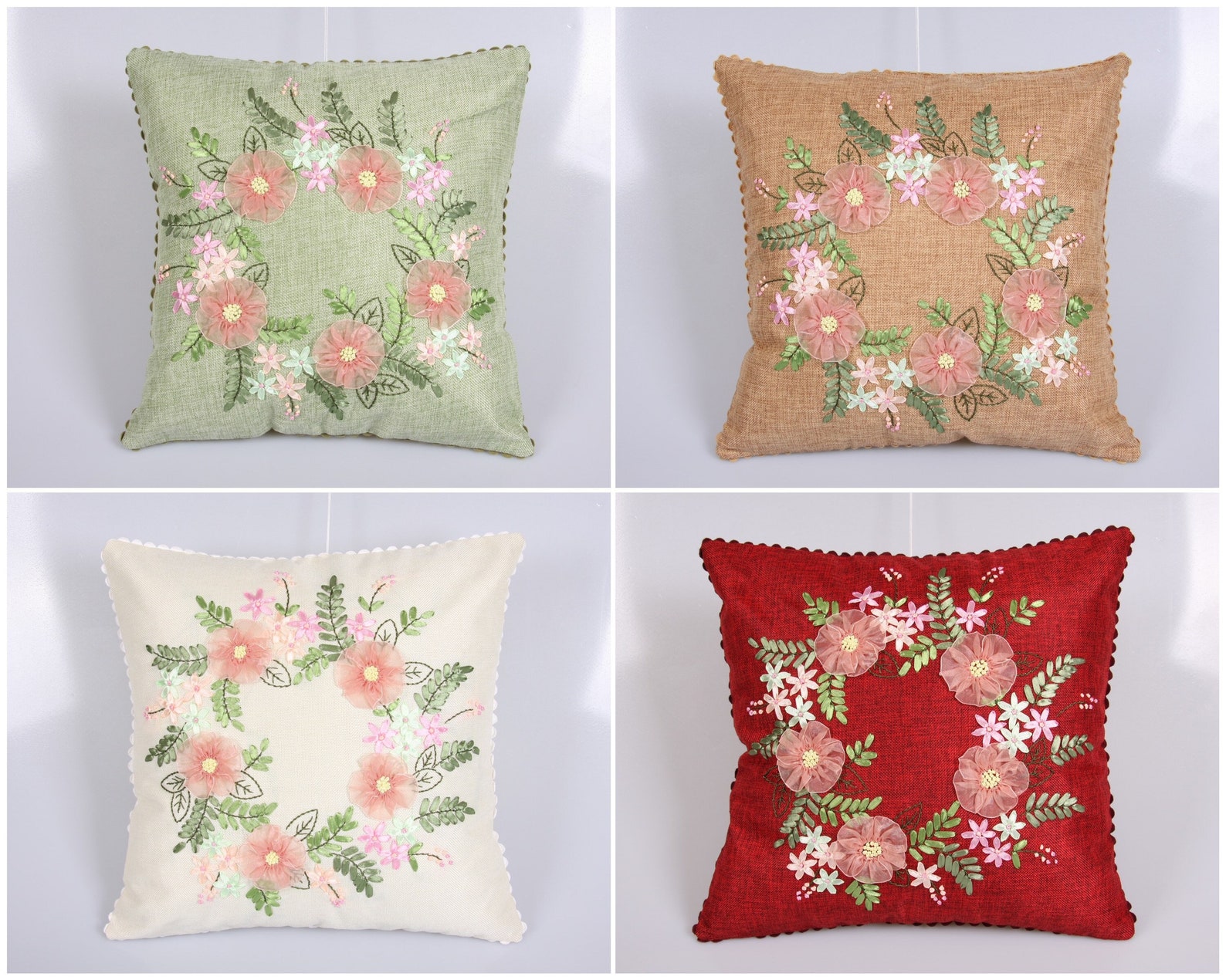 Cushion Cover Embroidery Kit Diy 45cm Pillow Case Cross Stitch Etsy