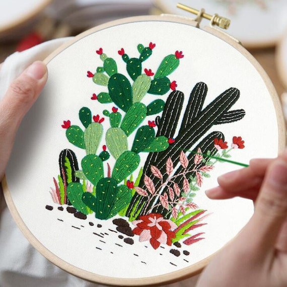 Cactus Embroidery Kit: Desert Plants Pattern, Beginner Needlepoint (25cm  Hoop) - Etsy sterreich