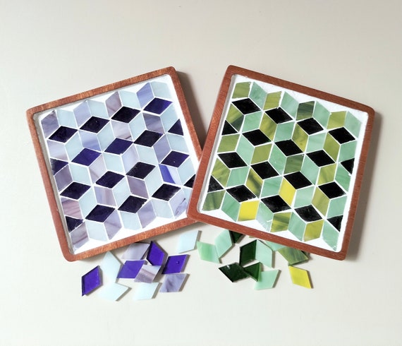 DIY Craft Kit for Adults Mosaic Coaster Kit Diy Coaster Table Decor Home  Hobby Craft Kit for Kids Party Housewarming Stained Glass Kit 