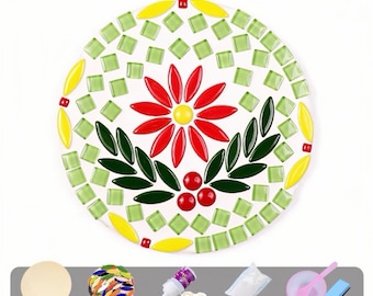 Mosaic kit diy trivet craft kits for adults kids glass tile kit make your own trivet kit arts and crafts Christmas gift home hobby project