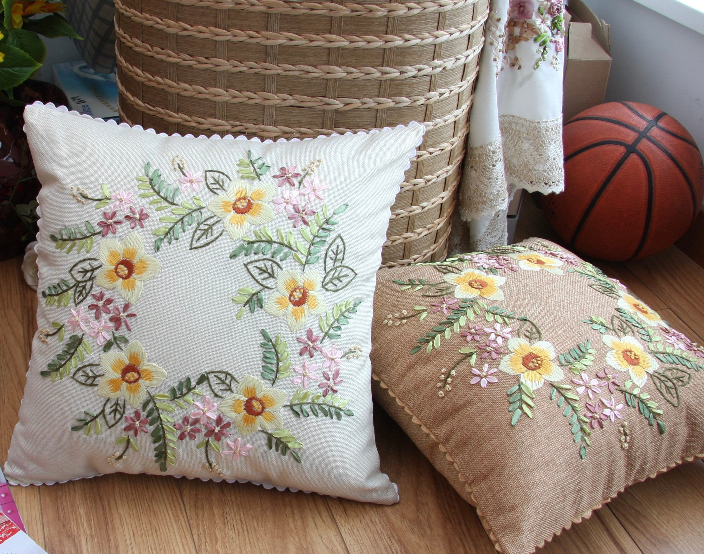 Kate Embroidered Decorative Pillow Cover