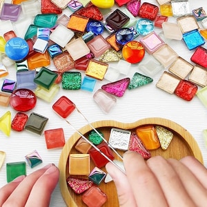 Assorted Mosaic Glass Tiles: DIY Craft Supplies for Kids & Adults