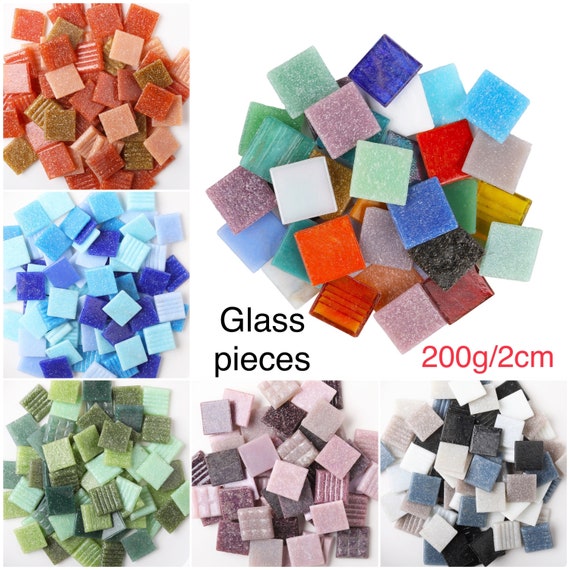 Mosaic Glass Pieces Square Multi Colour Vitreous Mosaic Tiles DIY Craft  Supplies Colorful Glass Pieces Craft for Kids Adults 