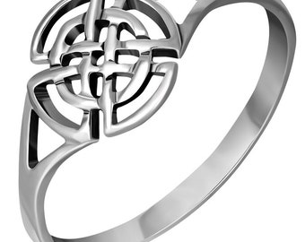 Keltischer Knotenring - Quartärer Schildknoten - Punzierter 925er Sterling Silber - Scottish Jewellery
