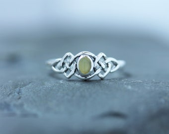 Scottish Marble Ring- Hallmarked 925 Sterling Silver- Interlocking Celtic Knot - Scottish Natural Stone - Scotland Edinburgh Design