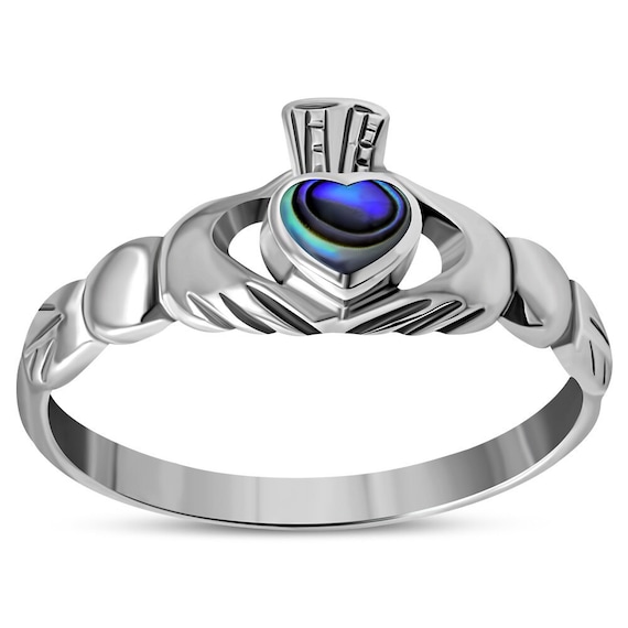 Sterling Silver Shell Claddagh Heart Rings Sterling Silver Shell Claddagh Heart Rings