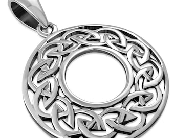 Celtic Knot Pendant-Open Circle Infinity Knot- Poinçonné 925 Sterling Silver- Édimbourg, Écosse