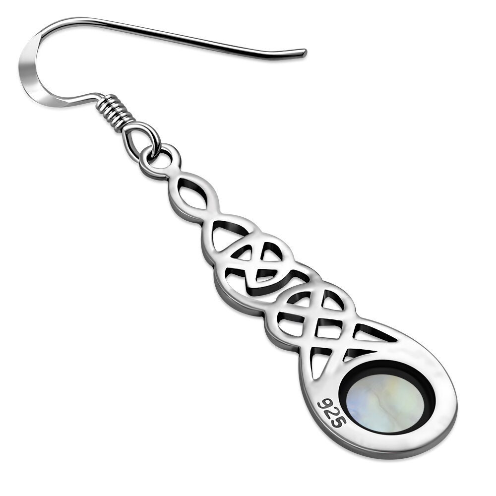Orecchini celtici con pietra di luna, in argento Sterling 925