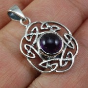 Sterling Silver Celtic Knot Amethyst Pendant - Pictish Knot Sterling Silver Celtic Knot Amethyst Pendant - Pictish Knot