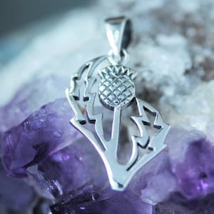 Scottish Thistle Pendant - Contemporary Cut - Hallmarked 925 Sterling Silver - Flower of Scotland- Celtic Design Scotland-Scottish Jewellery