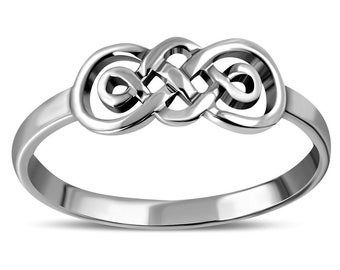 Keltischer Knoten Ring - Double Loop Knot - Punziert 925 Sterling Silber - Scottish Jewellery