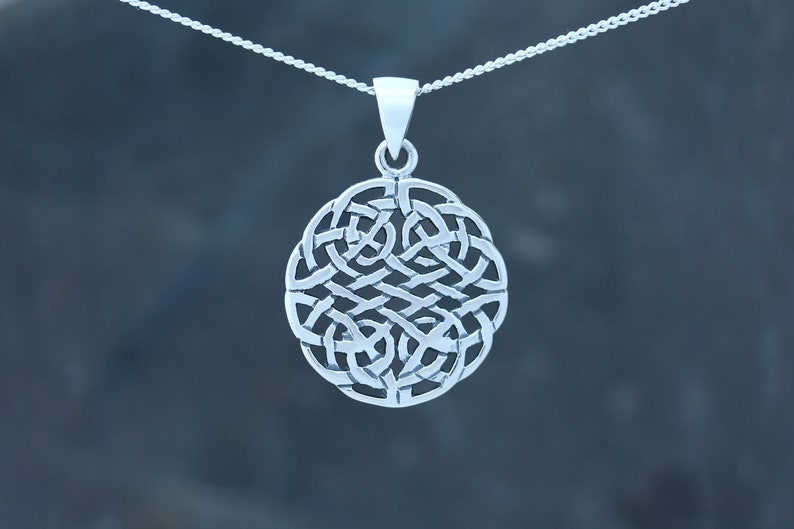 Scotland Celtic Knot Pendant Densely Knotted Shield Edinburgh Hallmarked 925 Sterling Silver