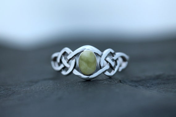 Scottish Marble Celtic Stone Ring interlocking Knot Hallmarked 925